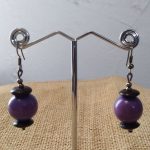 Boucles d'oreilles en bois violet et noir
