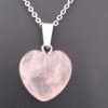 Chainette argenté et pendentif "coeur en quartz rose"
